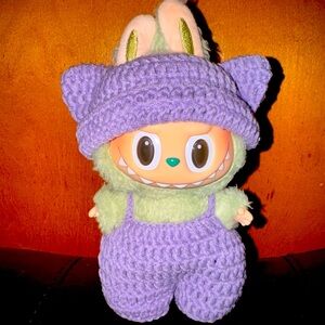 Labubu Crocheted Overalls & Cat Beanie Hat